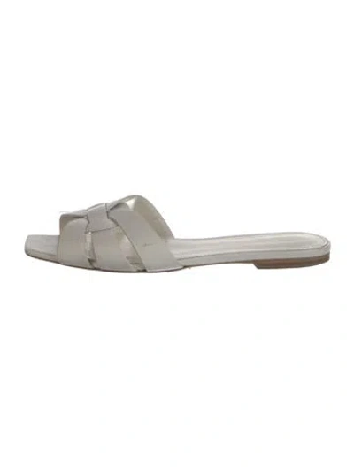 Pre-owned Saint Laurent Leather Slides In White