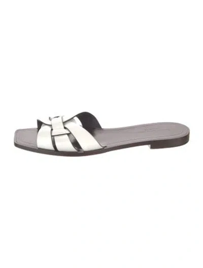 Pre-owned Saint Laurent Leather Slides In White