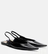 Saint Laurent Leather Slingback Flats In Black