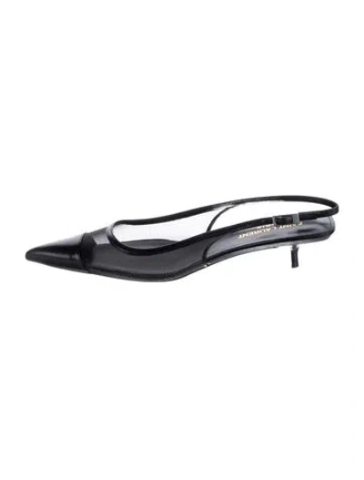 Pre-owned Saint Laurent Leather Slingback Flats In Black