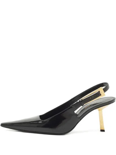 Pre-owned Saint Laurent Leather Slingback Pumps In Black