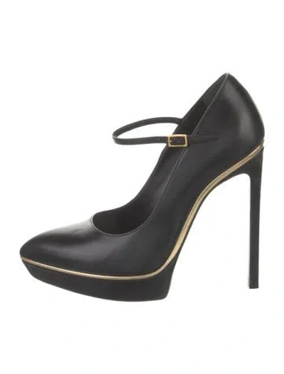 Pre-owned Saint Laurent Leather Slingback Pumps In Black