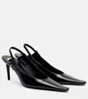 Saint Laurent Leather Slingback Pumps In Blue