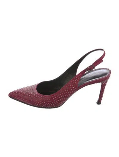 Pre-owned Saint Laurent Leather Slingback Pumps In Red