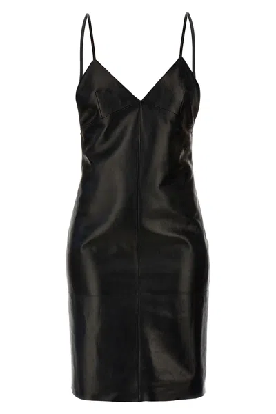 SAINT LAURENT LEATHER SLIP DRESS