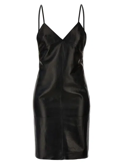 SAINT LAURENT SAINT LAURENT LEATHER SLIP DRESS