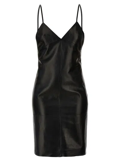 SAINT LAURENT SAINT LAURENT LEATHER SLIP DRESS