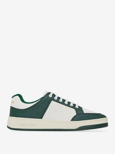 Saint Laurent Leather Sneakers Logo Sl/61 In Green