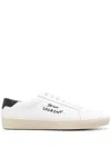 Saint Laurent Logo-embroidered Leather Sneakers In White