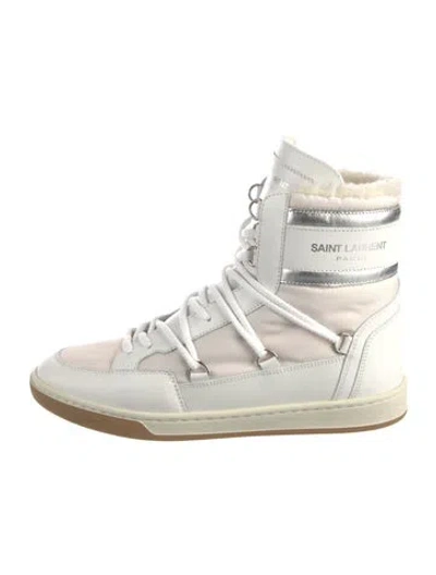 Pre-owned Saint Laurent Leather Snow Boots In Metallic/pink/silver