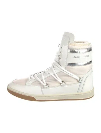 Pre-owned Saint Laurent Leather Snow Boots In Metallic/pink/silver