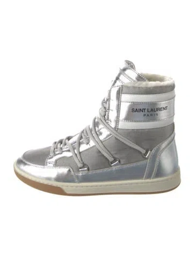 Pre-owned Saint Laurent Leather Snow Boots In Metallic/silver
