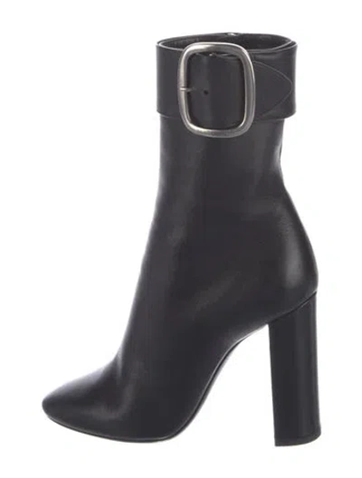 Pre-owned Saint Laurent Leather Sock Boots In Black