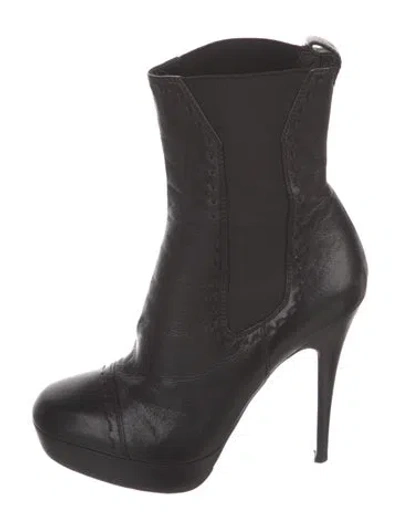 Pre-owned Saint Laurent Leather Sock Boots In Black