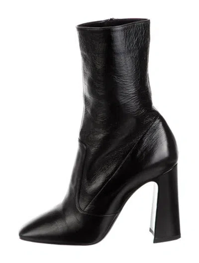 Pre-owned Saint Laurent Leather Sock Boots In Black