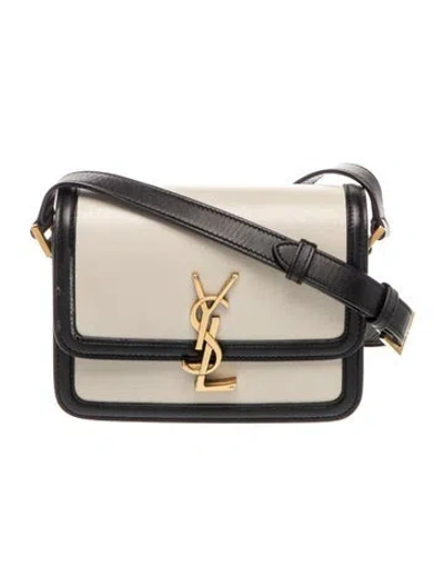 Pre-owned Saint Laurent Leather Solferino Satchel Small In Neutrals