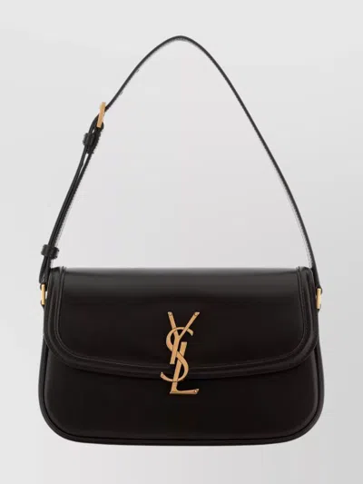 Saint Laurent Leather Solferino Shoulder Bag With Gold-tone Hardware In Black