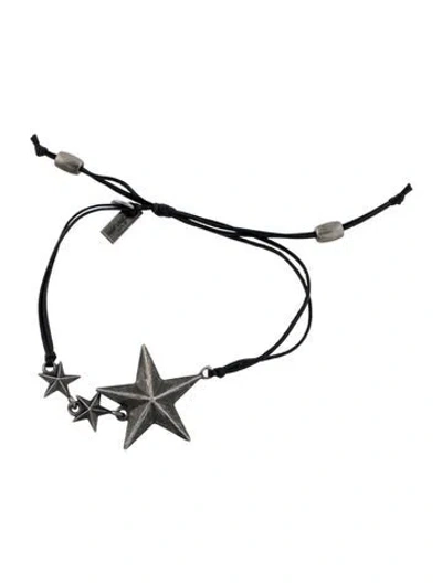 Pre-owned Saint Laurent Leather Star Charm Bracelet, 7" In Multi