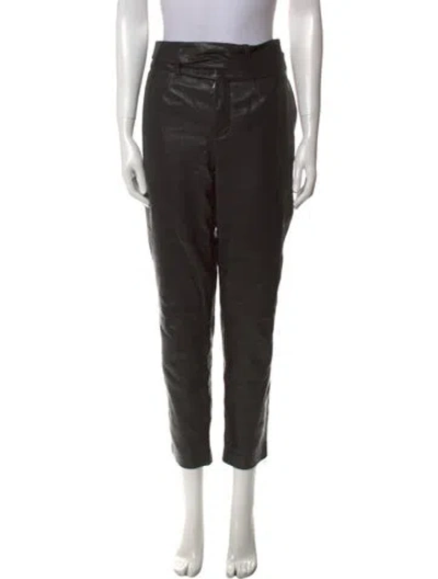 Pre-owned Saint Laurent Leather Straight Leg Pants In Black