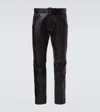 Saint Laurent Leather Straight Pants In Black