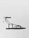 Saint Laurent Black Sandals With Cassandre Logo And Laces Around The Ankle In Leather Woman