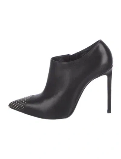 Pre-owned Saint Laurent Leather Studded Accents Boots In Black