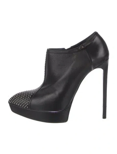 Pre-owned Saint Laurent Leather Studded Accents Boots In Black