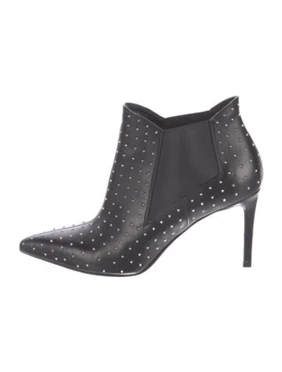 Pre-owned Saint Laurent Leather Studded Accents Boots In Black
