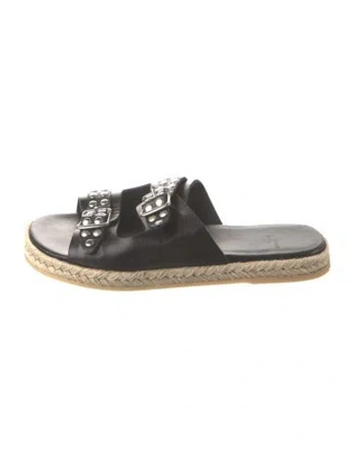 Pre-owned Saint Laurent Leather Studded Accents Espadrilles In Black