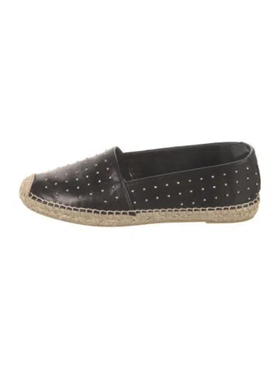Pre-owned Saint Laurent Leather Studded Accents Espadrilles In Black