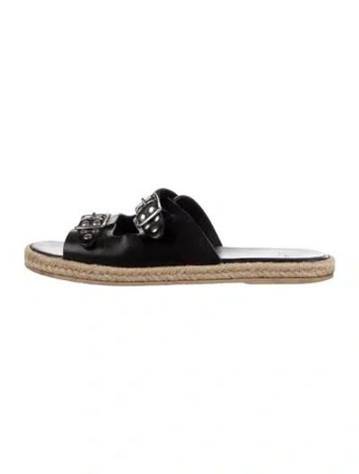 Pre-owned Saint Laurent Leather Studded Accents Espadrilles In Black