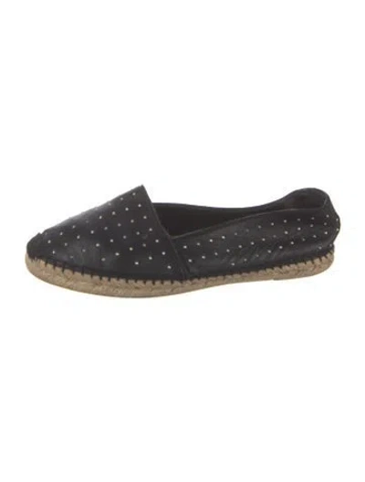 Pre-owned Saint Laurent Leather Studded Accents Espadrilles In Black