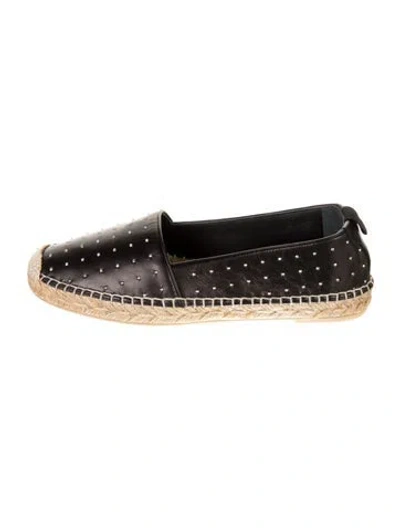 Pre-owned Saint Laurent Leather Studded Accents Espadrilles In Black