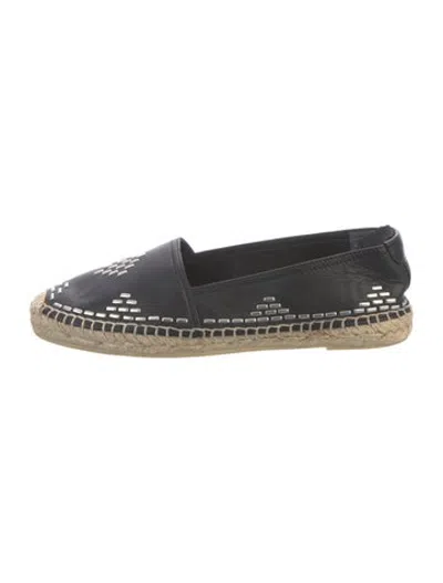 Pre-owned Saint Laurent Leather Studded Accents Espadrilles In Black/neutrals