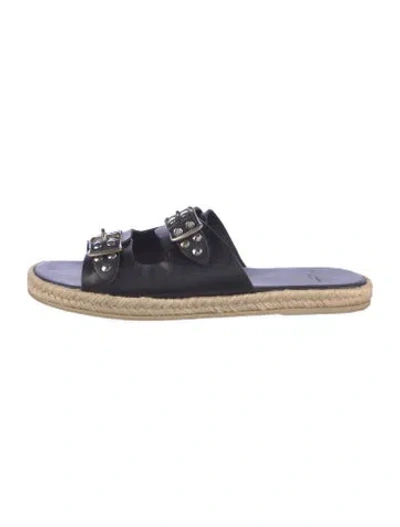 Pre-owned Saint Laurent Leather Studded Accents Espadrilles In Blue