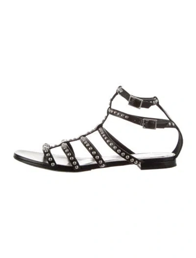Pre-owned Saint Laurent Leather Studded Accents Gladiator Sandals In Black