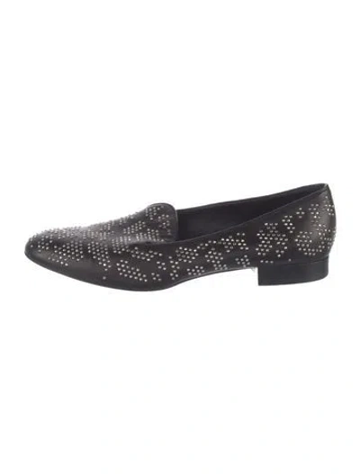 Pre-owned Saint Laurent Leather Studded Accents Loafers In Black