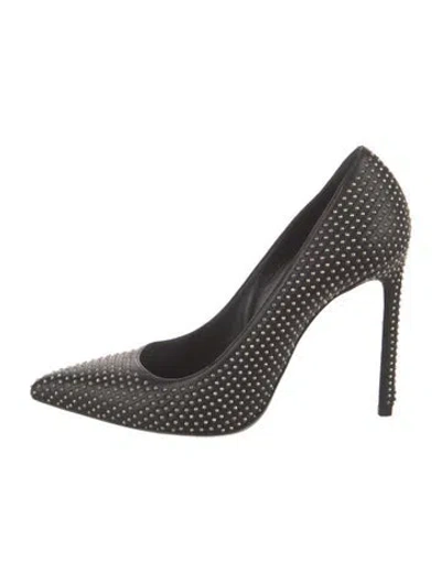 Pre-owned Saint Laurent Leather Studded Accents Pumps In Black