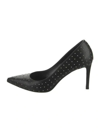 Pre-owned Saint Laurent Leather Studded Accents Pumps In Black
