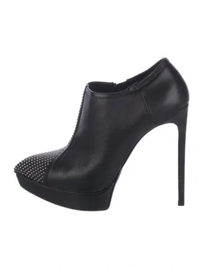Pre-owned Saint Laurent Leather Studded Accents Pumps In Black