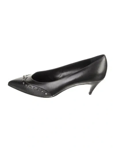 Pre-owned Saint Laurent Leather Studded Accents Pumps In Black