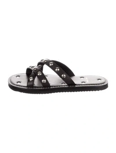 Pre-owned Saint Laurent Leather Studded Accents Sandals In Black