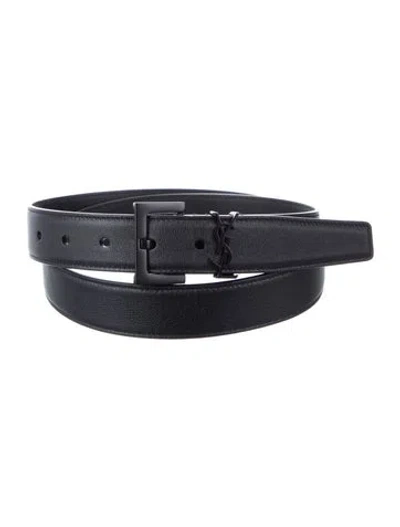 Pre-owned Saint Laurent Leather Studded Accents Waist Belt In Black