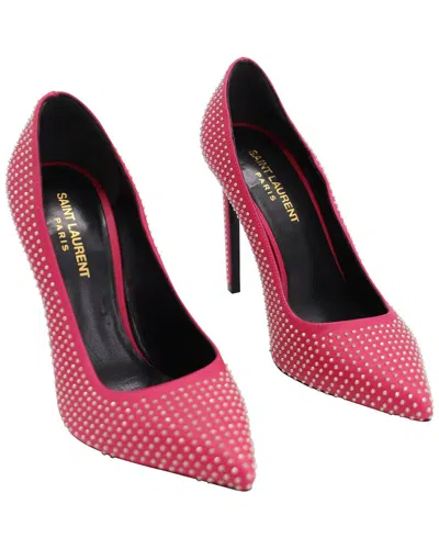 Saint Laurent Leather Studded Pointed Toe Pump (authentic Pre-loved)
