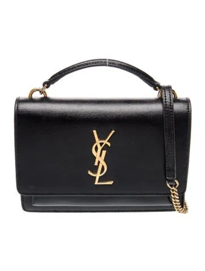 Pre-owned Saint Laurent Leather Sunset Wallet On Chain In Blue