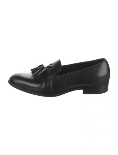 Pre-owned Saint Laurent Leather Tassel Accents Loafers In Black