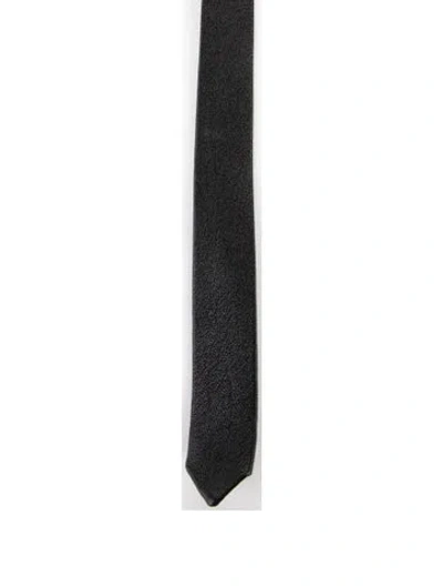 Pre-owned Saint Laurent Leather Tie W/tags In Black