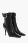 Saint Laurent Leather Tom Booties With Jeweled Buckle 9cm