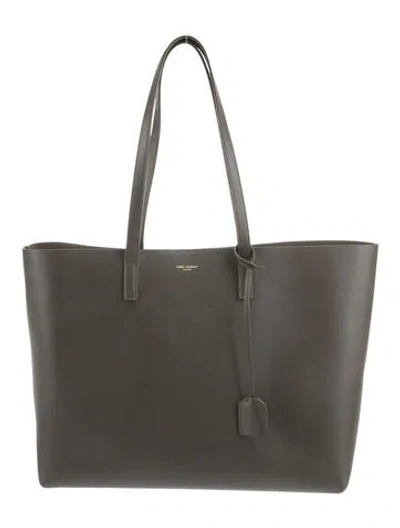 Pre-owned Saint Laurent Leather Tote 2025 In Gray