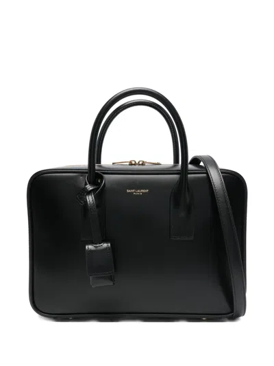 Saint Laurent Leather Tote Bag In Black